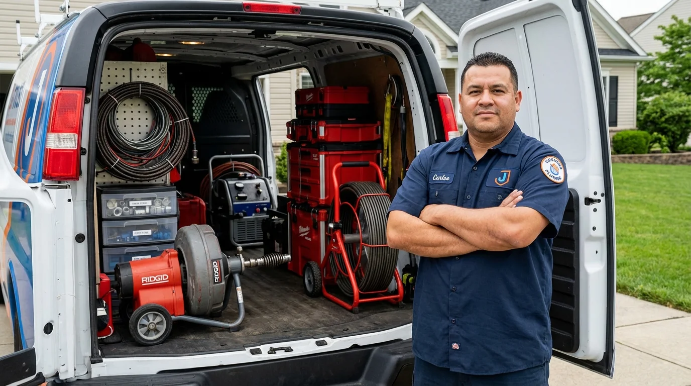 Professional drain cleaning equipment and Johns Plumbing LLC plumber in Santa Isabel