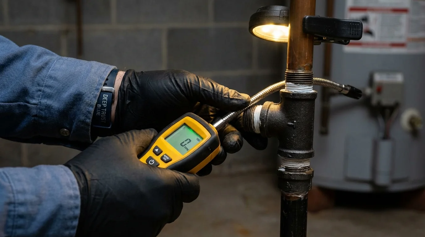 Gas leak detection with electronic sniffer by Johns Plumbing LLC in Santa Isabel