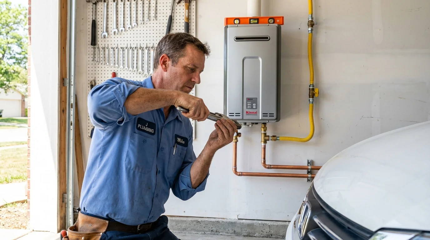Tankless water heater installation by a Johns Plumbing LLC plumber in Santa Isabel